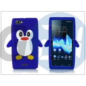 Sony xperia j (st26i) szilikon hátlap - 3d pinguin - kék PT-1563