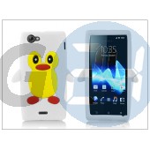 Sony xperia j (st26i) szilikon hátlap - 3d pinguin - fehér PT-1560